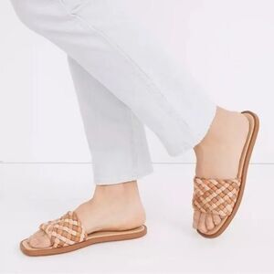 Madewell The Suzi Slide Puffy Woven Sandals Shoes size 8.5 M Leather